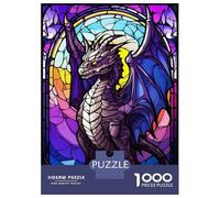 Adult Jigsaw Puzzles1000 Pieces Dragon Vibant Stained Glas Jigsaw Puzzle Relaxing Games Perfect Decoration Unique Birthday And Xmas Gifts 70x50cm/1000pcs