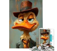 Adult Jigsaw Puzzles1000 Pieces Duck in A Top Hat Educational Challenge Difficult Challenge Fun Games for Ages 14 And over (38X52CM)