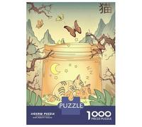 Adult Jigsaw Puzzles1000 Pieces Edo Japanese Asian Kitten Jigsaws for Adults Family Game Precision Cutting Fun at Home Activities, 38x26cm/1000pcs