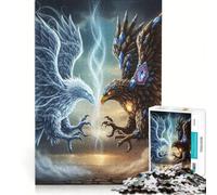 Adult Jigsaw Puzzles1000 Pieces Elemental Eagles Confrontation, Educational Toy, Pattern Assembly, with Matching Poster And Trivia Sheet 38x52cm