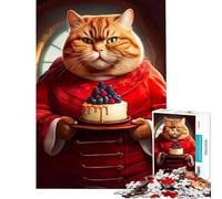 Adult Jigsaw Puzzles1000 Pieces Fat Cat Cake Boss Help The Brain Exercise Presents for Women Family Games Suitable for Ages 14 And Up (50X75CM)