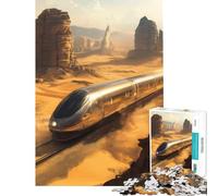 Adult Jigsaw Puzzles1000 Pieces Futuristic Train in Desert Educational Challenge Difficult Challenge Fun Games for Ages 14 And over (50X75CM)