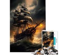 Adult Jigsaw Puzzles1000 Pieces Galleon in Stormy Seas Educational Challenge Difficult Challenge Fun Games for Ages 14 And over (38X52CM)