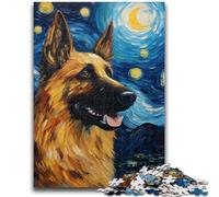 Adult Jigsaw Puzzles1000 Pieces German Shepherd Van Gogh Challenging Game And Family Play Challenging Game Gifts 38x26cm