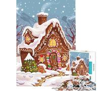 Adult Jigsaw Puzzles1000 Pieces Gingerbread House in Winter Help The Brain Exercise Presents for Women Family Games Suitable for Ages 14 And Up (50X75cm)