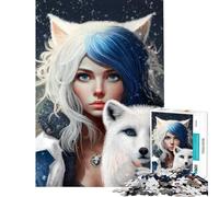 Adult Jigsaw Puzzles1000 Pieces Girl And The White Fox Educational Challenge Difficult Challenge Fun Games for Ages 14 And over (38X26cm)