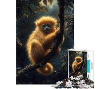 Adult Jigsaw Puzzles1000 Pieces Golden Monkey in Jungle Help The Brain Exercise Presents for Women Family Games Suitable for Ages 14 And Up (38X26CM)