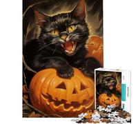 Adult Jigsaw Puzzles1000 Pieces Halloween Cat Brain Teaser Game Brain Intelligence Challenge Addictive Toys Great Gifts A Work of Art (Size 38x26cm)