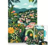 Adult Jigsaw Puzzles1000 Pieces Honduras Village Views Illustration Fine Joint Fun Mental Challenge Toy Cozy Game Play Birthday Fun Gift (38x26cm)