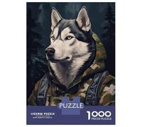 Adult Jigsaw Puzzles1000 Pieces Husky Camo Jacket Puzzle for Adults Toy Wall Decor Enhance Memory Christmas Birthday Gifts 52x38cm/1000pcs