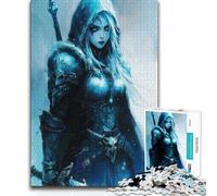 Adult Jigsaw Puzzles1000 Pieces Ice Snow Frost Death Queen Knight Fantasy Birthday Present Brain Teaser Game for Ages 14 And over (size 38x52cm)