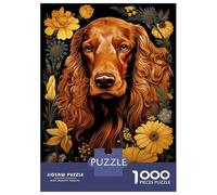 Adult Jigsaw Puzzles1000 Pieces Irish Setter with Flowers Jigsaw Puzzle Relaxing Games Perfect Decoration Unique Birthday And Xmas Gifts 70x50cm/1000pcs
