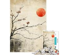Adult Jigsaw Puzzles1000 Pieces Japanese Cherry Blossom And Rising Sun Help The Brain Exercise Presents for Women Family Games Suitable for Ages 14 And Up (50X75cm)