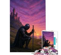 Adult Jigsaw Puzzles1000 Pieces Knight with Sword at Sunset Educational Challenge Perfect Decoration Family Games Suitable for Ages 14 And Up (38x52cm)