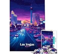 Adult Jigsaw Puzzles1000 Pieces Las Vegas Skyline Night Educational Challenge Difficult Challenge Fun Games for Ages 14 And over (38X26cm)