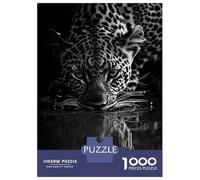 Adult Jigsaw Puzzles1000 Pieces Leopard Drinking Water Black And White Puzzle for Adults Toy Wall Decor Enhance Memory Christmas Birthday Gifts 52x38cm/1000pcs