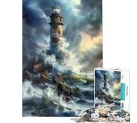 Adult Jigsaw Puzzles1000 Pieces Lighthouse in The Storm Fun at Home Activities, Perfect Decoration Impossible Game for Age 14+ Game (38x52cm)