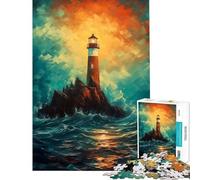 Adult Jigsaw Puzzles1000 Pieces Lighthouse on Rocks Fun at Home Activities, Perfect Decoration Impossible Game for Age 14+ Game (38x26cm)