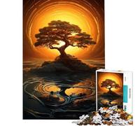 Adult Jigsaw Puzzles1000 Pieces Lonely Tree in Golden Sky Family Game Learning Educational Toys Great Gifts for Games Enhance Memory (Size 50x75cm)
