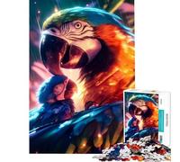 Adult Jigsaw Puzzles1000 Pieces Loving Macaw Family Educational Challenge Difficult Challenge Fun Games for Ages 14 And over (50X75CM)