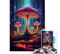 Adult Jigsaw Puzzles1000 Pieces Magic Mushroom Dark Forest Help The Brain Exercise Presents for Women Family Games Suitable for Ages 14 And Up (38X26cm)