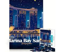 Adult Jigsaw Puzzles1000 Pieces Marina Bay Sands, Singapore at Night Fine Joint Fun Mental Challenge Toy Cozy Game Play Birthday Fun Gift (38x26cm)