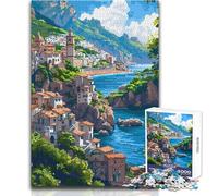 Adult Jigsaw Puzzles1000 Pieces Mediterranean Pixel Art Relaxing Games Staycation Kill Time Secret Santa Gifts Size 38x26cm