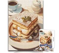 Adult Jigsaw Puzzles1000 Pieces Mille-Feuille Pastry with Coffee And Sugar Relaxing Games Staycation Kill Time Secret Santa Gifts Size 50x75cm