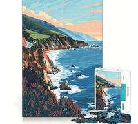 Adult Jigsaw Puzzles1000 Pieces Minimalist LA Beach Art Fine Joint Fun Mental Challenge Toy Cozy Game Play Birthday Fun Gift (38x26cm)