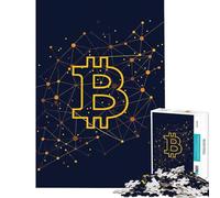 Adult Jigsaw Puzzles1000 Pieces Minimalistic Bitcoin Logo Relax Games for Educational Game Challenge Toy Gifts Birthday Precision Cutting (Size 38x52cm)