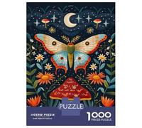 Adult Jigsaw Puzzles1000 Pieces Moth And Mushroom 3D Embroidery Art Jigsaw Puzzle Brain Teaser Game Presents for Women Challenging Game Gifts 52x38cm/1000pcs