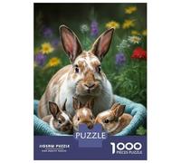 Adult Jigsaw Puzzles1000 Pieces Mother Rabbit with Bunnies Jigsaw Puzzle Relaxing Games Perfect Decoration Unique Birthday And Xmas Gifts 70x50cm/1000pcs
