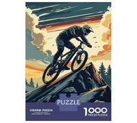 Adult Jigsaw Puzzles1000 Pieces Mountain Biker on Peak, Digital Art Jigsaws for Adults Brain Teaser Game Presents for Women Fun Activities at Home 38x26cm/1000pcs