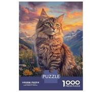 Adult Jigsaw Puzzles1000 Pieces Mountain Cat in Bloom -2 Jigsaws for Adults Brain Teaser Game Presents for Women Fun Activities at Home 70x50cm/1000pcs