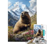 Adult Jigsaw Puzzles1000 Pieces Mountain Marmot Marvel- Relaxing Games Brain Intelligence Challenge Addictive Toys Great Gifts for The Whole Family (size 38x52cm)