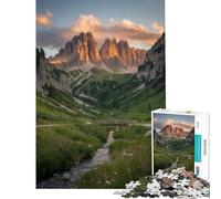 Adult Jigsaw Puzzles1000 Pieces Mountain Valley Landscape with Stream Help The Brain Exercise Precision Cutting Family Game for And 14 Years And over (38x26cm)