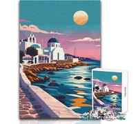 Adult Jigsaw Puzzles1000 Pieces Mykonos Greece Seaside Art Relaxing Games Staycation Kill Time Secret Santa Gifts Size 50x75cm
