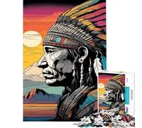 Adult Jigsaw Puzzles1000 Pieces Native American Chief Portrait Help The Brain Exercise Perfect Decoration Fun Games for Ages 14 And over (38x26cm)