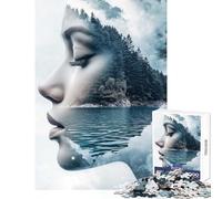 Adult Jigsaw Puzzles1000 Pieces Nature Double Exposure Portrait Educational Toy Great Gift for Games Impossible Game Enhance Love between Couples Size 38x26cm