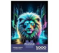 Adult Jigsaw Puzzles1000 Pieces Neon Lion Wall Art Print-1 Jigsaws for Adults Fun Games But Fun And Humorous Fun Activities at Home 70x50cm/1000pcs