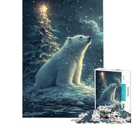 Adult Jigsaw Puzzles1000 Pieces Polar Bear Christmas Tree Winter Scene Help The Brain Exercise Precision Cutting Family Game for And 14 Years And over (38x52cm)