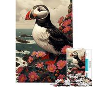 Adult Jigsaw Puzzles1000 Pieces Puffin on A Cliffside Help The Brain Exercise Presents for Women Family Games Suitable for Ages 14 And Up (38X52cm)