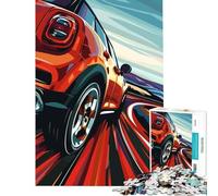 Adult Jigsaw Puzzles1000 Pieces Red Mini Cooper Speeding Family Game Learning Educational Toys Great Gifts for Games Enhance Memory (Size 38x52cm)