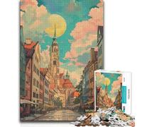 Adult Jigsaw Puzzles1000 Pieces Retro City Munich Germany Challenging Game Toys Learning Educational Secret Santa Gifts 50x75cm(1000pcs)