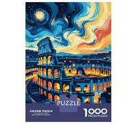 Adult Jigsaw Puzzles1000 Pieces Rome Italy Colosseum Night Art Jigsaws for Adults Brain Teaser Game Presents for Women Fun Activities at Home 70x50cm/1000pcs