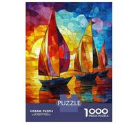 Adult Jigsaw Puzzles1000 Pieces Sailboats at Sunset Jigsaws for Adults Family Game Precision Cutting Fun at Home Activities, 38x26cm/1000pcs