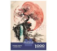 Adult Jigsaw Puzzles1000 Pieces Sakura Watrefall Yin Yang Puzzle for Adults Toy Wall Decor Enhance Memory Christmas Birthday Gifts 52x38cm/1000pcs