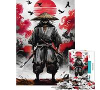 Adult Jigsaw Puzzles1000 Pieces Samurai Warrior with Swords And Straw Hat Jigsaw 1000 Pieces Home Decoration Toys Difficult Challenge Gifts for Friends And Family (50x75cm)