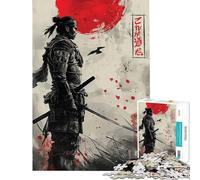 Adult Jigsaw Puzzles1000 Pieces Samurai with Red Sun Help The Brain Exercise Precision Cutting Family Game for And 14 Years And over (38x26cm)