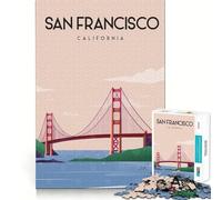 Adult Jigsaw Puzzles1000 Pieces San Francisco Travel Poste Fine Joint Fun Mental Challenge Toy Cozy Game Play Birthday Fun Gift (38x52cm)
